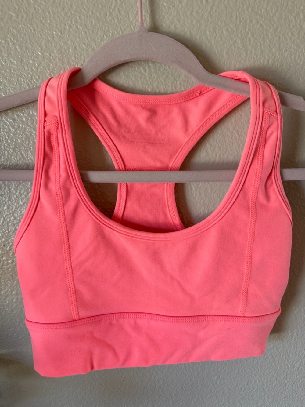 SASKI Coral Pink Racerback Sports Bra